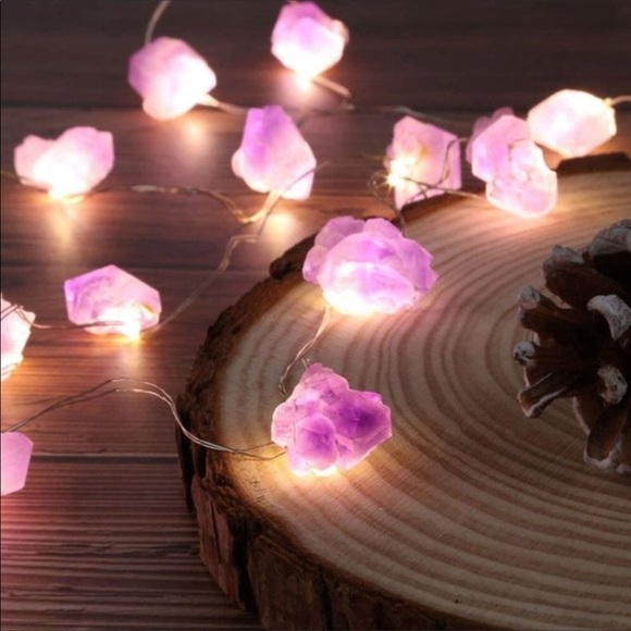 UO Nature Amethyst Crystal Raw Stones String light